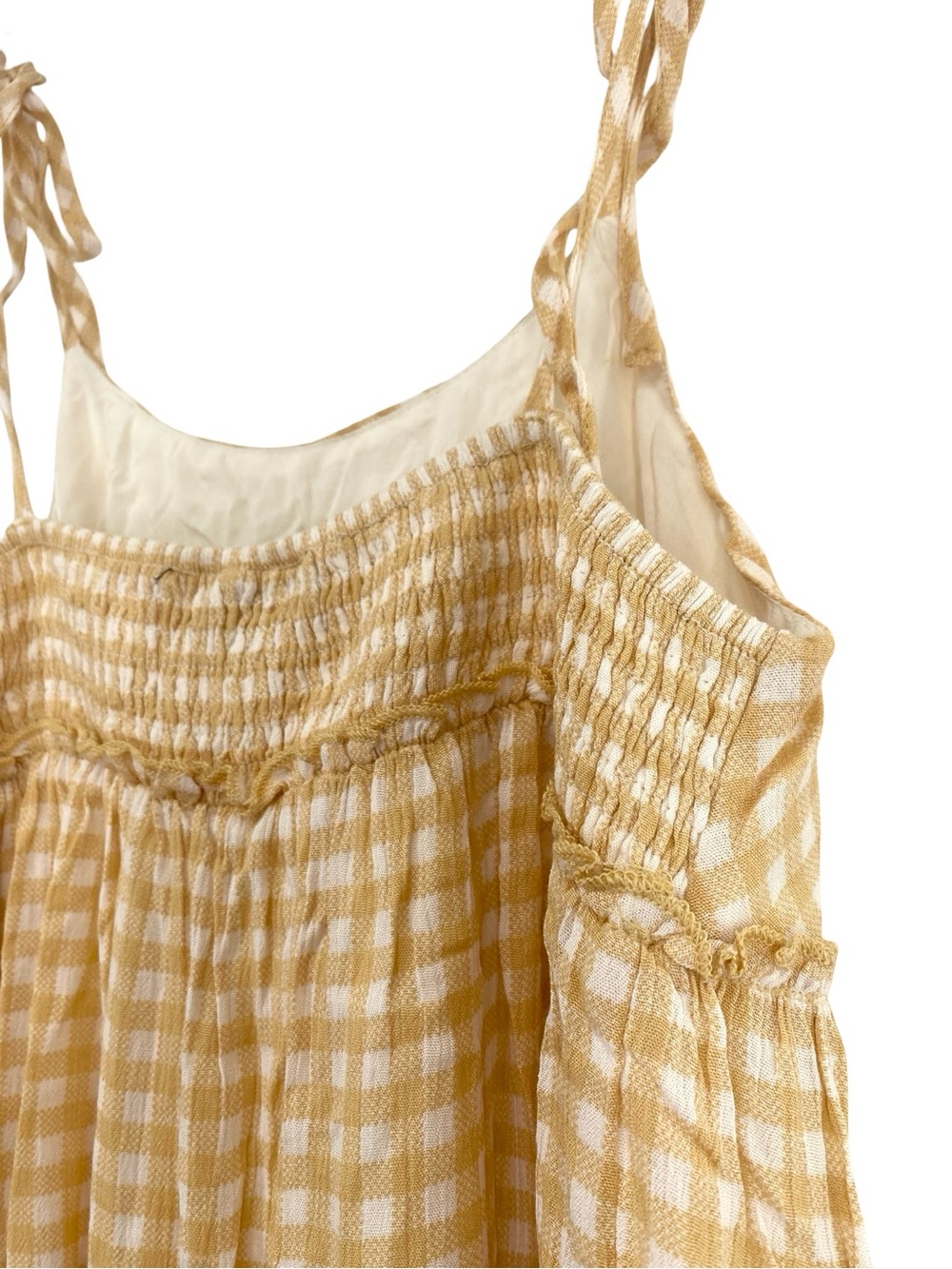 Vici Gingham Yellow White Tiered Babydoll Mini Dress Size XS - Picture 7 of 9